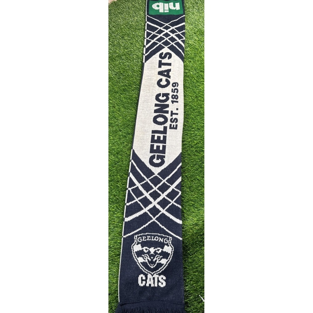 Geelong Cats AFL Woven Scarf Fringe Double Sided Design RARE ~55" nib Sponser - Picture 5 of 9